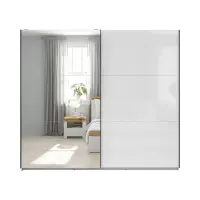 Armario de puertas correderas Tetrix 220 cm con espejo blanco brillo