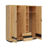 Armario de tres puertas Ostia 180 cm con cajones roble artisan/roble negro