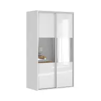 Armario de puertas correderas Flex 120 cm con espejo blanco brillo