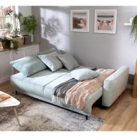 Sofá de tres plazas Larisa 2 convertible con arcón de chenilla menta