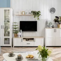 Estante de pared Loksa 143 cm pino andersen blanco/roble grandson