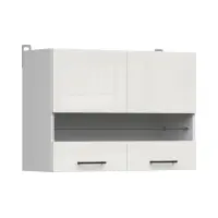Armario de cocina superior Junona Line 80 cm de dos puertas con vitrina brillo tiza