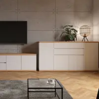 Cómoda Yamael 184 cm con 4 puertas y 2 cajones blanca