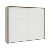 Armario de puertas correderas Loksa 270 cm pino andersen blanco/roble grandson