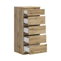 Cómoda Tetrix 50 cm con 5 cajones roble wotan