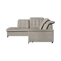 Sofá rinconera izquierdo Aragon extensible con reposacabezas y asiento ajustable beige