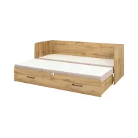 Cama extensible Tetrix roble wotan 80-160x200 con contenedor, colchón y cojines beige