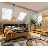 Cama Ostia 160x200 con somier y arcón roble artisan