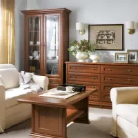 Vitrina Kent con 2 puertas y 2 cajones castaño