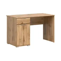 Escritorio Zele 120 cm con puertas y cajón roble wotan