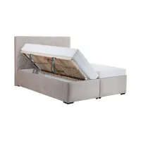 Cama tapizada Bora 160x200 con contenedores y somieres taupe