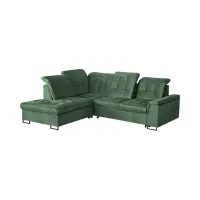 Sofá rinconera izquierdo Aragon extensible con reposacabezas y asiento ajustables verde