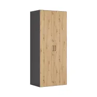 Armario de dos puertas Flex 100 cm grafito/roble artisan