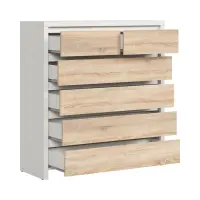 Cómoda Kaspian 105 cm con 6 cajones blanco/roble sonoma