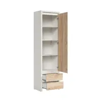 Estantería Kaspian 56 cm con puertas y 2 cajones blanco/roble sonoma