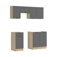 Conjunto de cocina Junona Line 170 cm grafito sin encimera