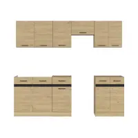 Conjunto de cocina Junona Line 230 cm roble bernstein sin encimera
