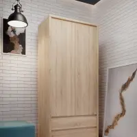 Armario de dos puertas Kaspian 90 cm con cajones roble sonoma