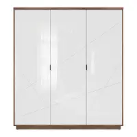 Armario de tres puertas Forn 180 cm roble delano oscuro/blanco brillo