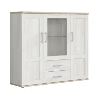 Vitrina Romance 156 cm con 3 puertas y 2 cajones alerce sibiu claro