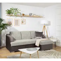 Sofá rinconera universal Merin con función de cama y 2 arcones marrón