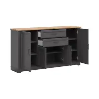 Cómoda Tolmin 180 cm con 4 puertas y 2 cajones grafito/roble artisan