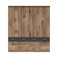 Armario de cuatro puertas Brando-4 181 cm con cajones roble flagstaff oscuro