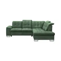 Sofá de esquina derecho Aragon convertible con reposacabezas y asiento ajustable verde