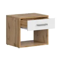 Mesita de noche Matos 45 cm con cajón roble wotan/blanco