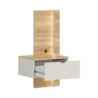 Mesita de noche Glamour 50 izquierda con cajón cachemira/roble mauvella USB LED