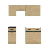 Conjunto de cocina Junona Line 170 cm roble bernstein con encimera