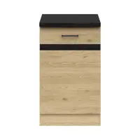 Armario bajo de cocina Junona Line 50 cm derecho roble bernstein con encimera