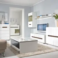 Mesa de centro Azteca Trio 110x65 con estante de vidrio roble canterbury/blanco