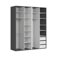 Armario modular Flex 200 cm con 4 puertas grafito/roble artisan