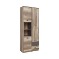 Bookcase Malcolm 80 cm with 3 doors 2 drawers and 2 shelves canyon monument oak