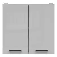 Armario de cocina superior Junona Line 80 cm de dos puertas gris claro brillo