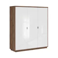 Armario de tres puertas Forn 180 cm roble delano oscuro/blanco brillo
