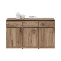 Cómoda Saturn 135 cm con 3 puertas y 3 cajones roble flagstaff oscuro