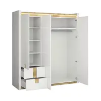 Armario de tres puertas Alameda 180 cm con cajones blanco brillo/roble westminster