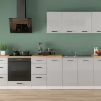 Кухонный гарнитур Junona Line 300 см светло-серый глянец со столешницей