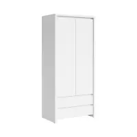 Armario de dos puertas Kaspian 90 cm con cajones blanco