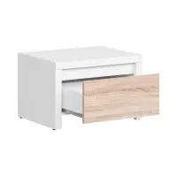 Mesita de noche Kaspian 51 cm con cajón blanco/roble sonoma
