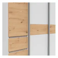 Шкаф-купе Fabio 215 см с ящиками дуб артизан/белый