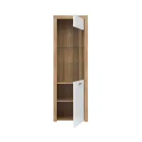 Display cabinet Balder 62 cm with doors riviera oak/white gloss