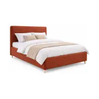 Cama tapizada Bondo 160x200 con contenedor y somier naranja