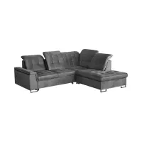 Sofá rinconera derecho Aragon convertible con reposacabezas y asiento regulables gris