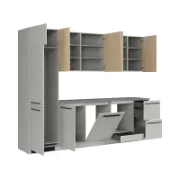 Conjunto de cocina Milino Medium A 285 cm gris/roble con encimera