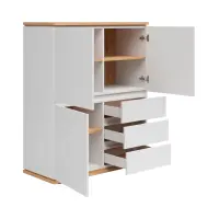 Cómoda Yamael 100 cm con 3 puertas y cajones blanca