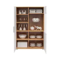 Display cabinet Zele 90 cm with 2 doors artisan oak/white gloss