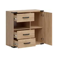 Cómoda Lara 90 cm con puertas 3 cajones y estante fresno belarus